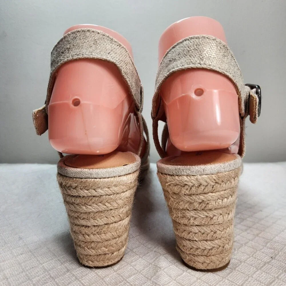 Lucky Brand Women’s Size 10 M Beige Gold Mytila Espadrille Wedge Sandals 168